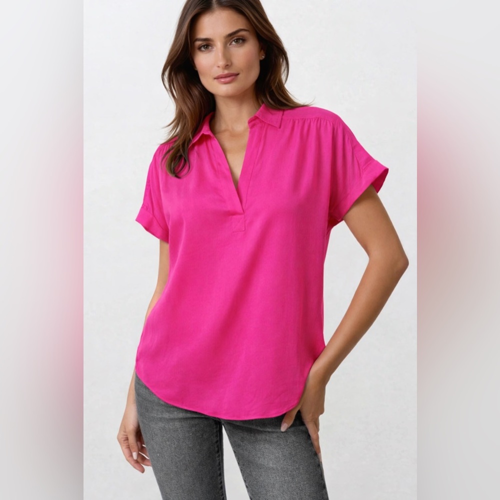 Naked Zebra V-Neck Blouse Pink Small Like New